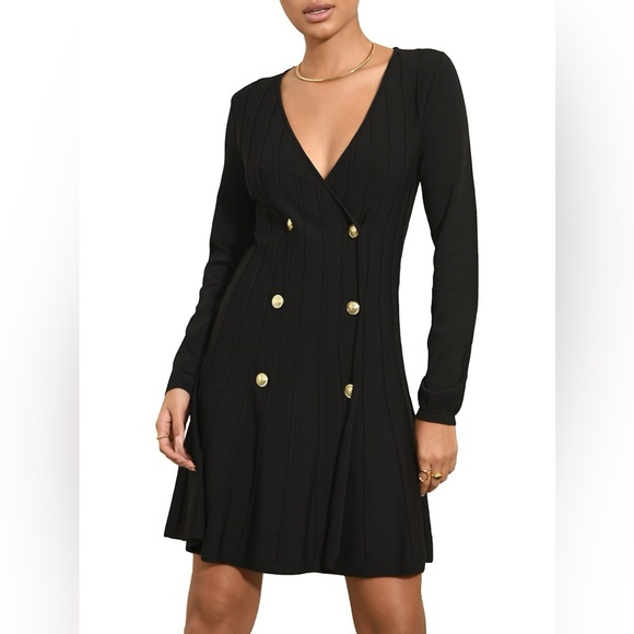 Adelyn Rae Dresses & Skirts - Adelyn Rae Double Breasted Knit Black Dress NWT